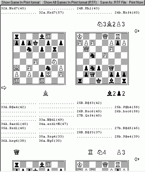 (12) You can export whole BPGN game or any double chess position as Rich Text to make and print nice documents like bulletins with bughouse chess true type font ...